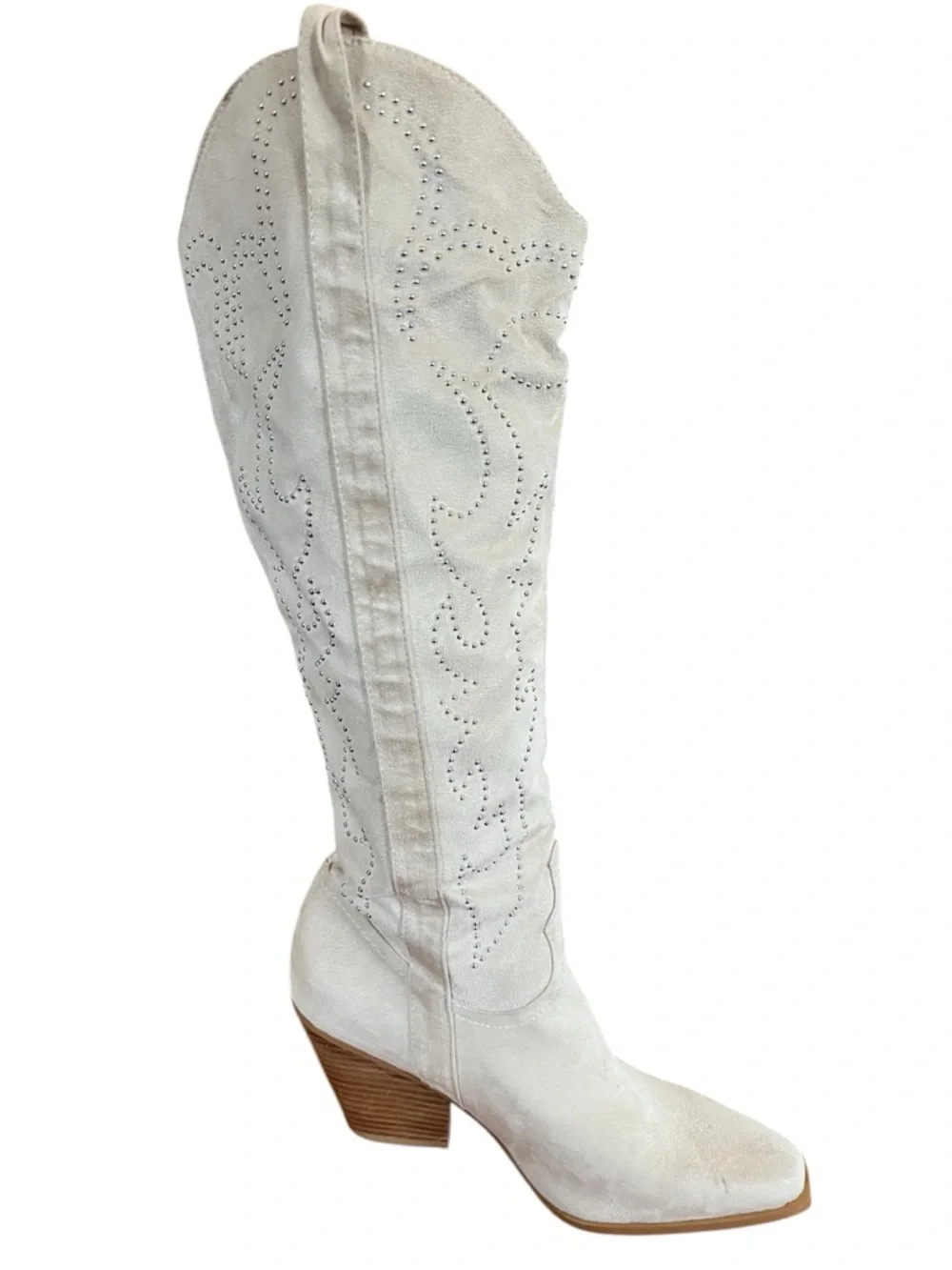 Billini Celara Cream Western Tall Suede Boots with studded detail Size 10